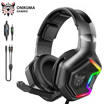 Onikuma Gaming headset, K10 RGB noise reduction gaming headphone