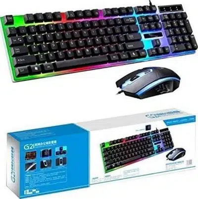 G21HUNDAI GAMING KEYBOARD MOUSE WITH LED BREATH CHANGING COLOUR LIGHTS