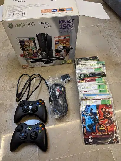 xbox 360 250gb – 2 controllers & Games