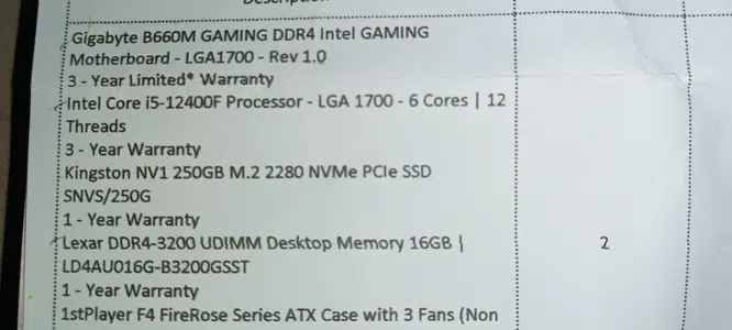 Intel Core i5 12th Gen Gaming PC